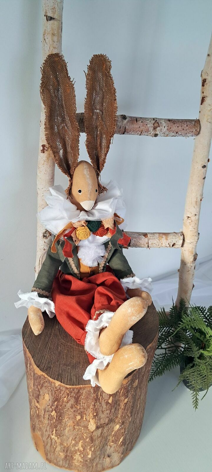 Zając w stylu vintage rudo-musztardowo-khaki