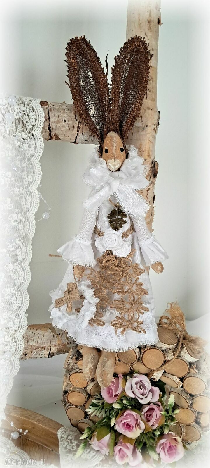 Zającówna w stylu vintage - ręcznie szyta dekoracja 30 cm