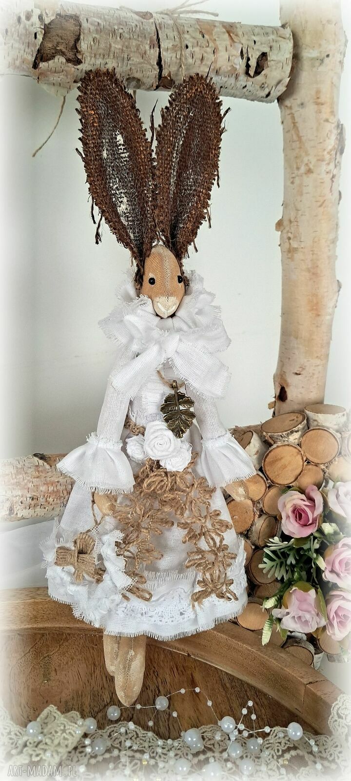 Zającówna w stylu vintage - ręcznie szyta dekoracja 30 cm