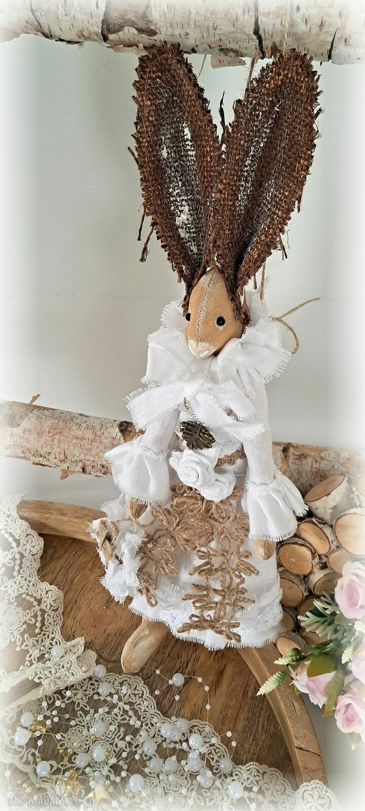 Zającówna w stylu vintage - ręcznie szyta dekoracja 30 cm