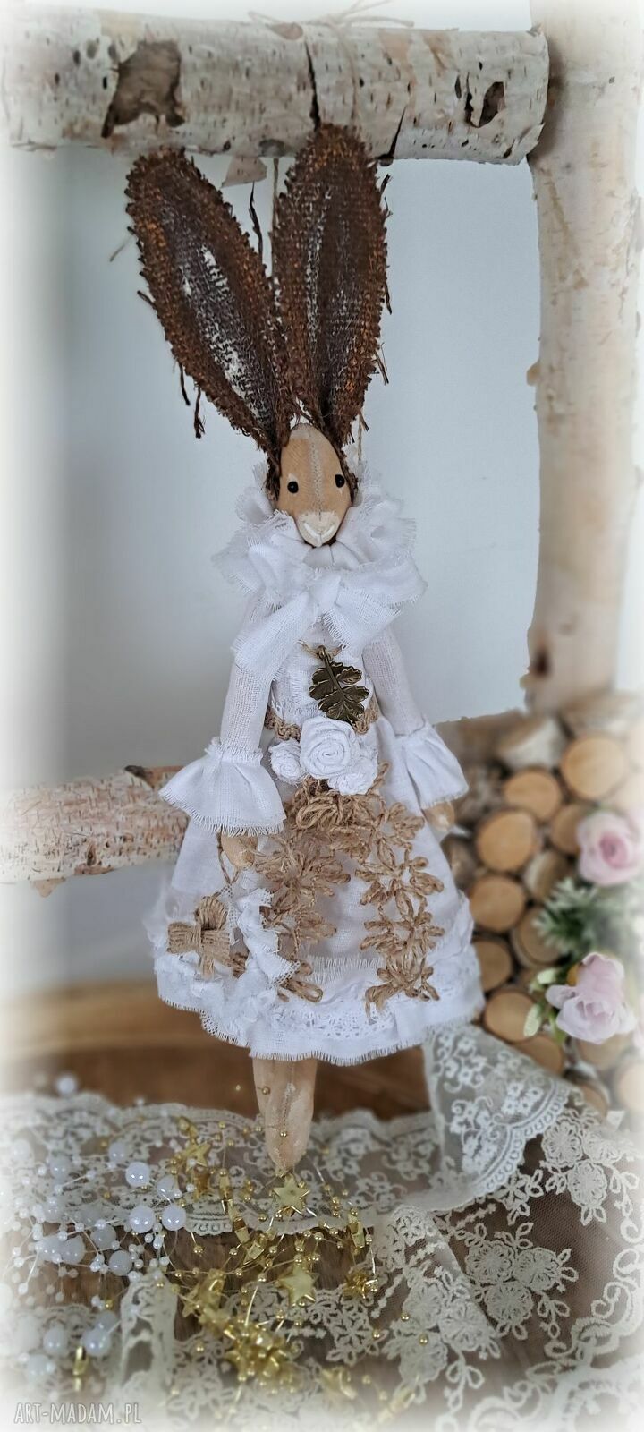 Zającówna w stylu vintage - ręcznie szyta dekoracja 30 cm