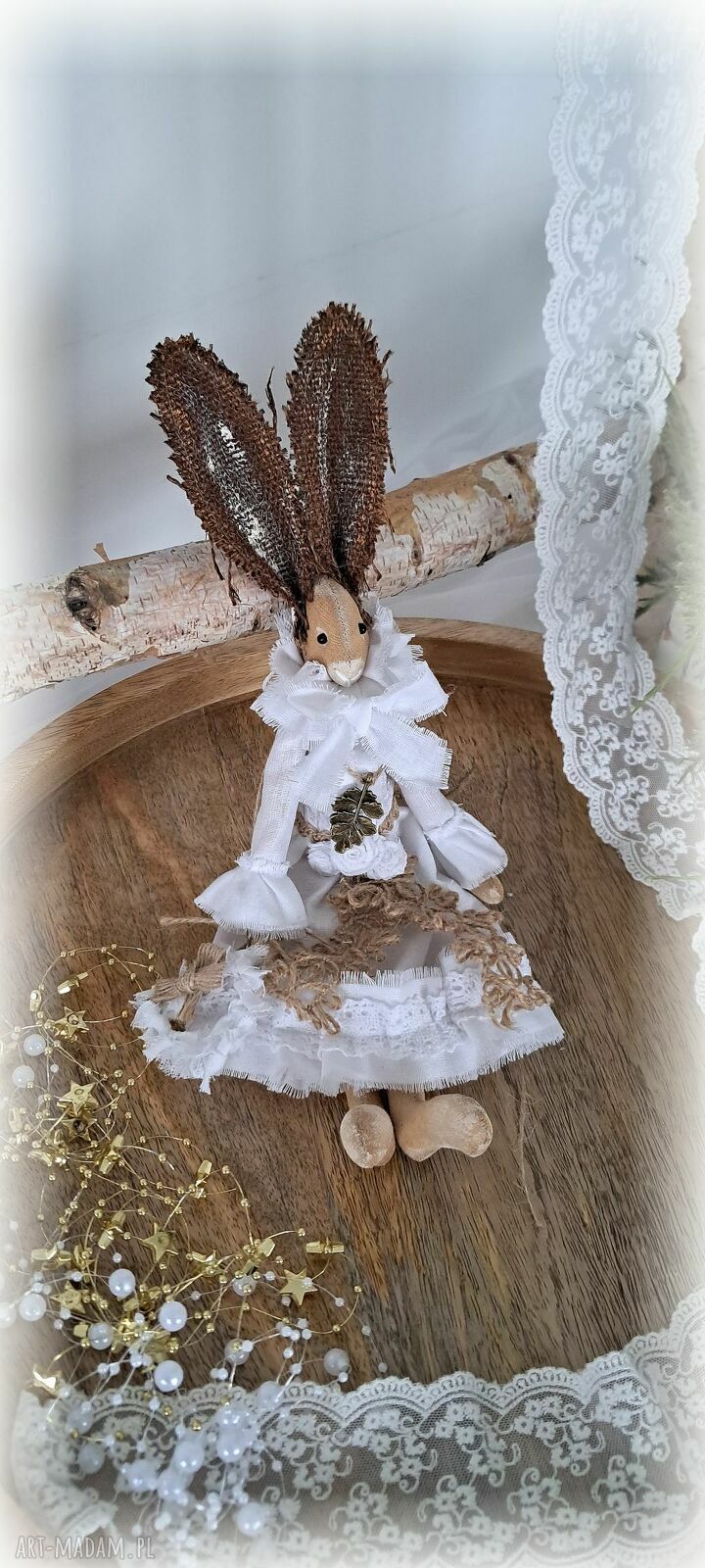 Zającówna w stylu vintage - ręcznie szyta dekoracja 30 cm