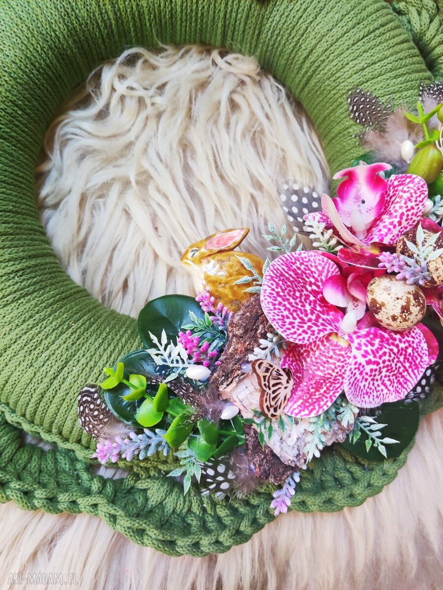 Zajączek na druciku - ceramiczna dekoracja wielkanocna handmade
