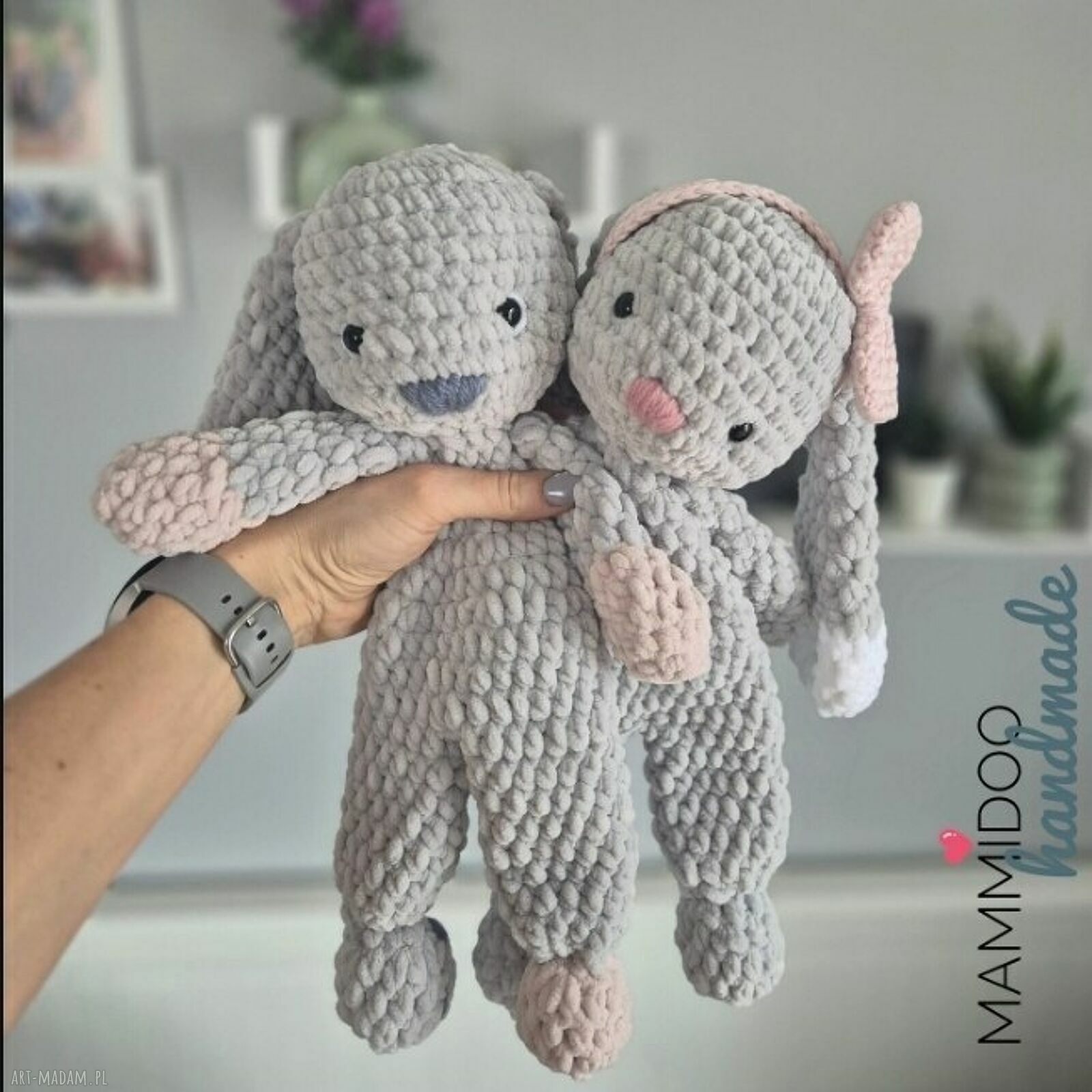 Zajączek szydełkowy - przytulanka dla maluszka Mammidoo ok. 35 cm
