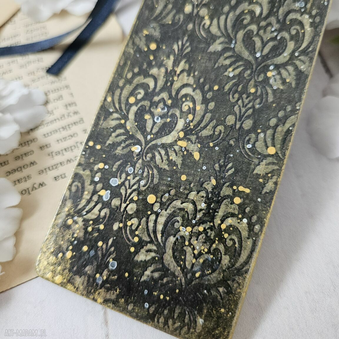 Zakładka decoupage z psem (styl vintage) 15x5 cm