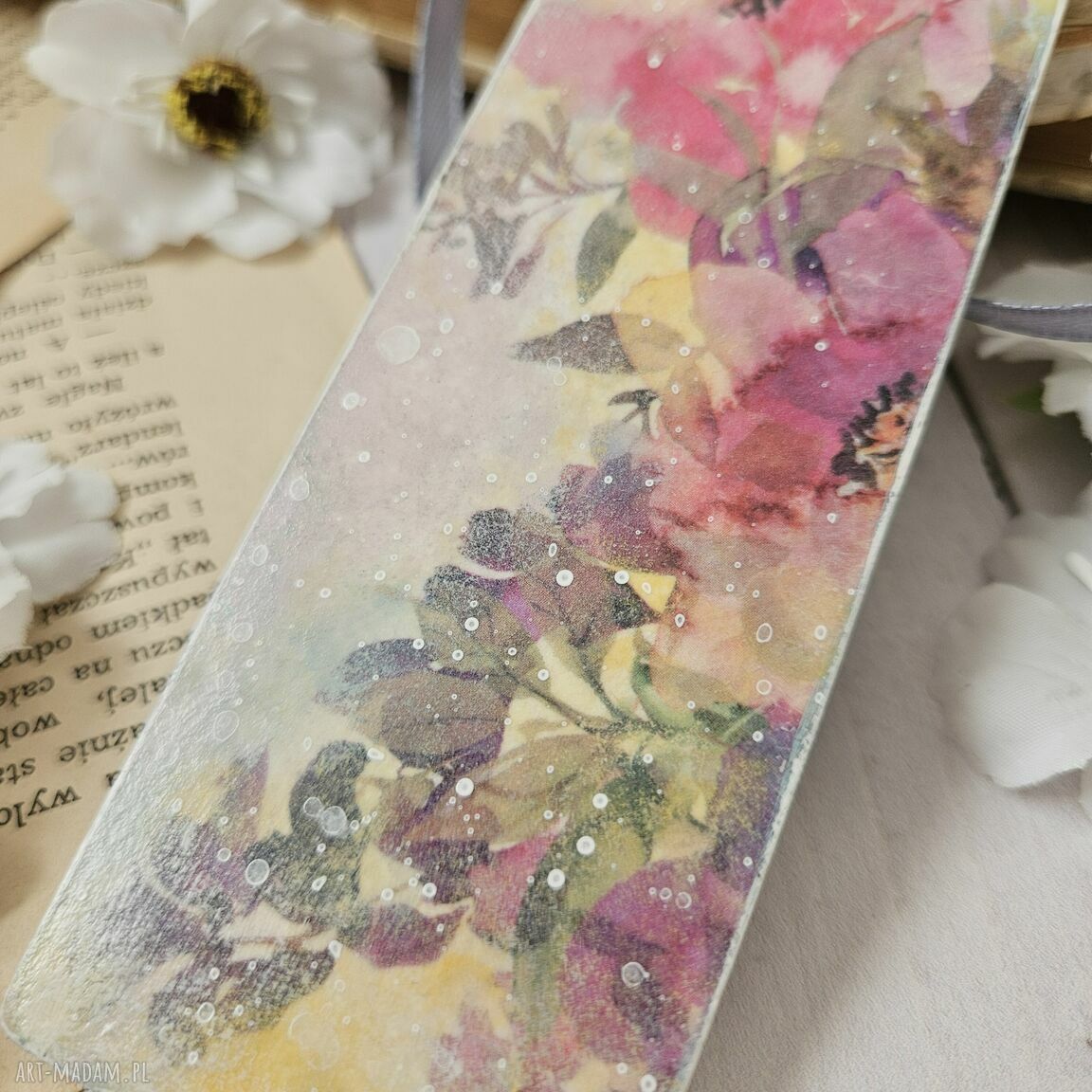 Ręczna zakładka do książki decoupage z pieskiem