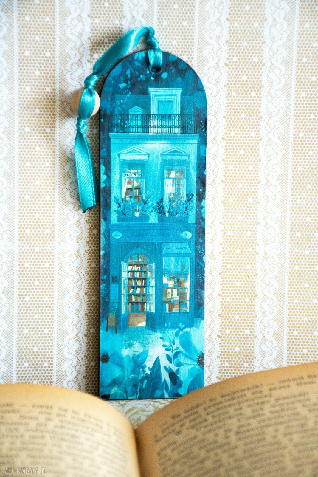 Zakładka do książki - Morska opowieść (drewniana, decoupage, wieloryb)