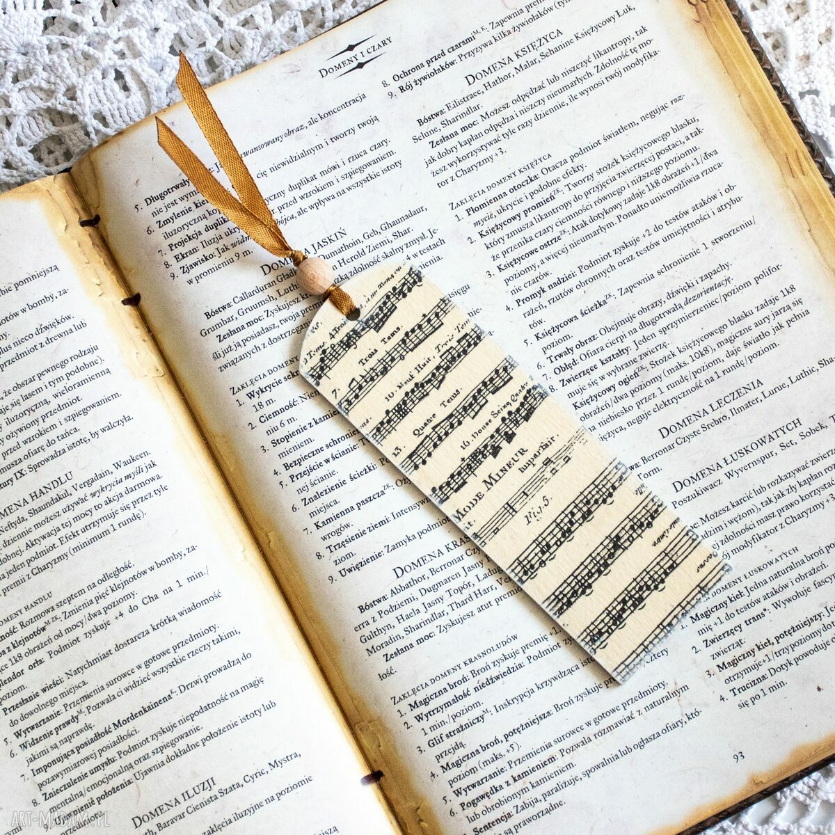 Zakładka do książki - Lekcja muzyki (drewniana, decoupage nuty)