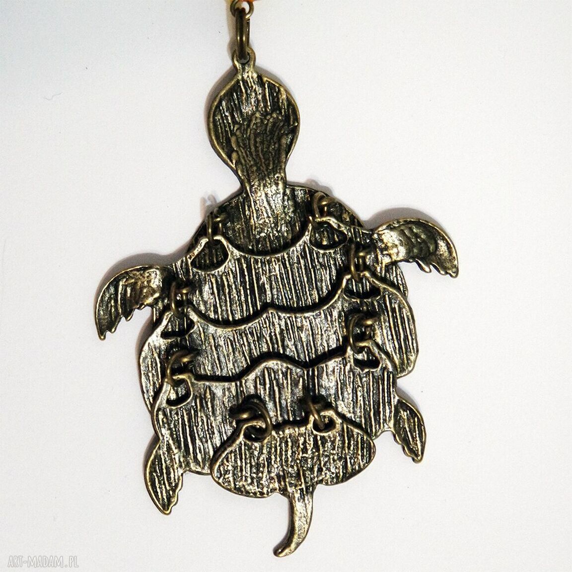 Zakładka do książki Żółw - duża, handmade z metalu w kolorze antycznego brązu