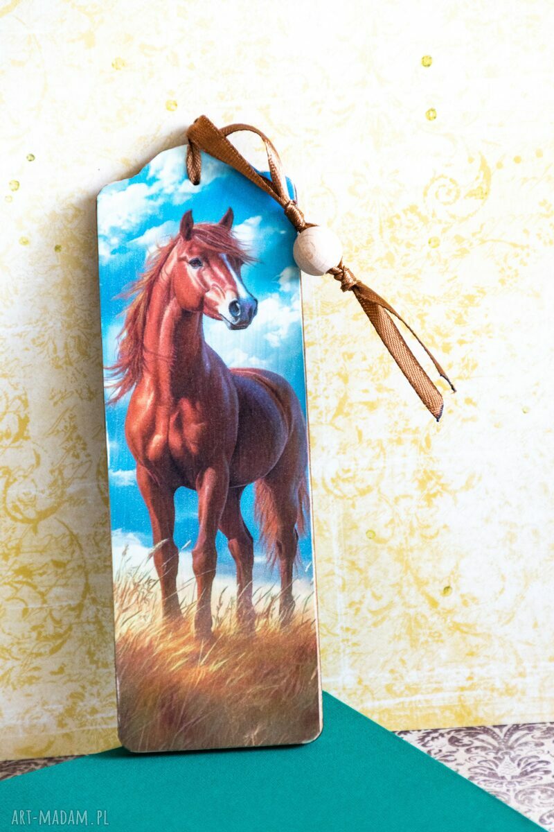 Zakładka do książki „Kocham konie nr 2” - drewniana handmade