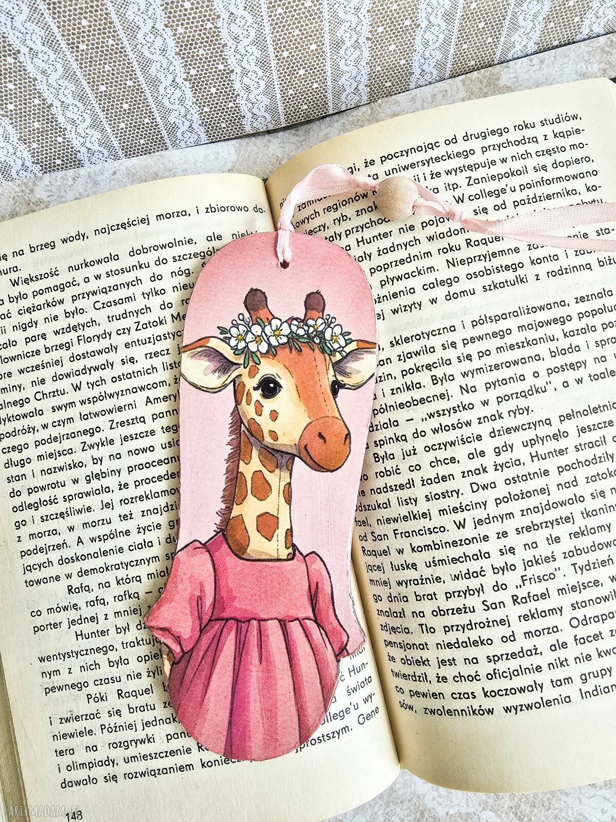 Zakładka do książki Żyrafka / Wróżka - drewniana handmade