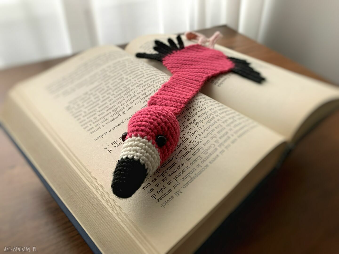 Zakładka do książki FLAMING dla dziecka - handmade na szydełku
