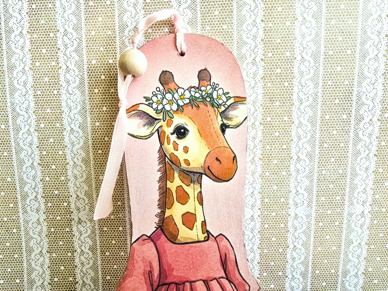 Zakładka do książki Żyrafka / Wróżka - drewniana handmade