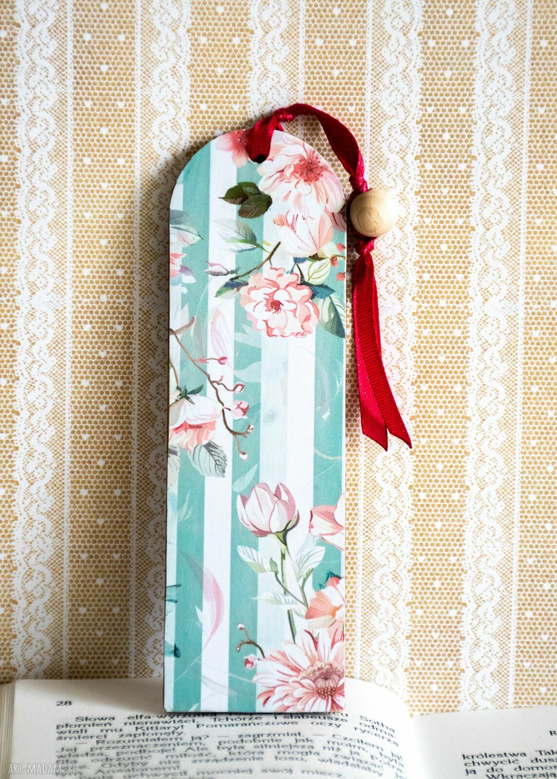 Handmade zakładka do książki - Kocham Cię piesku z pitbulem