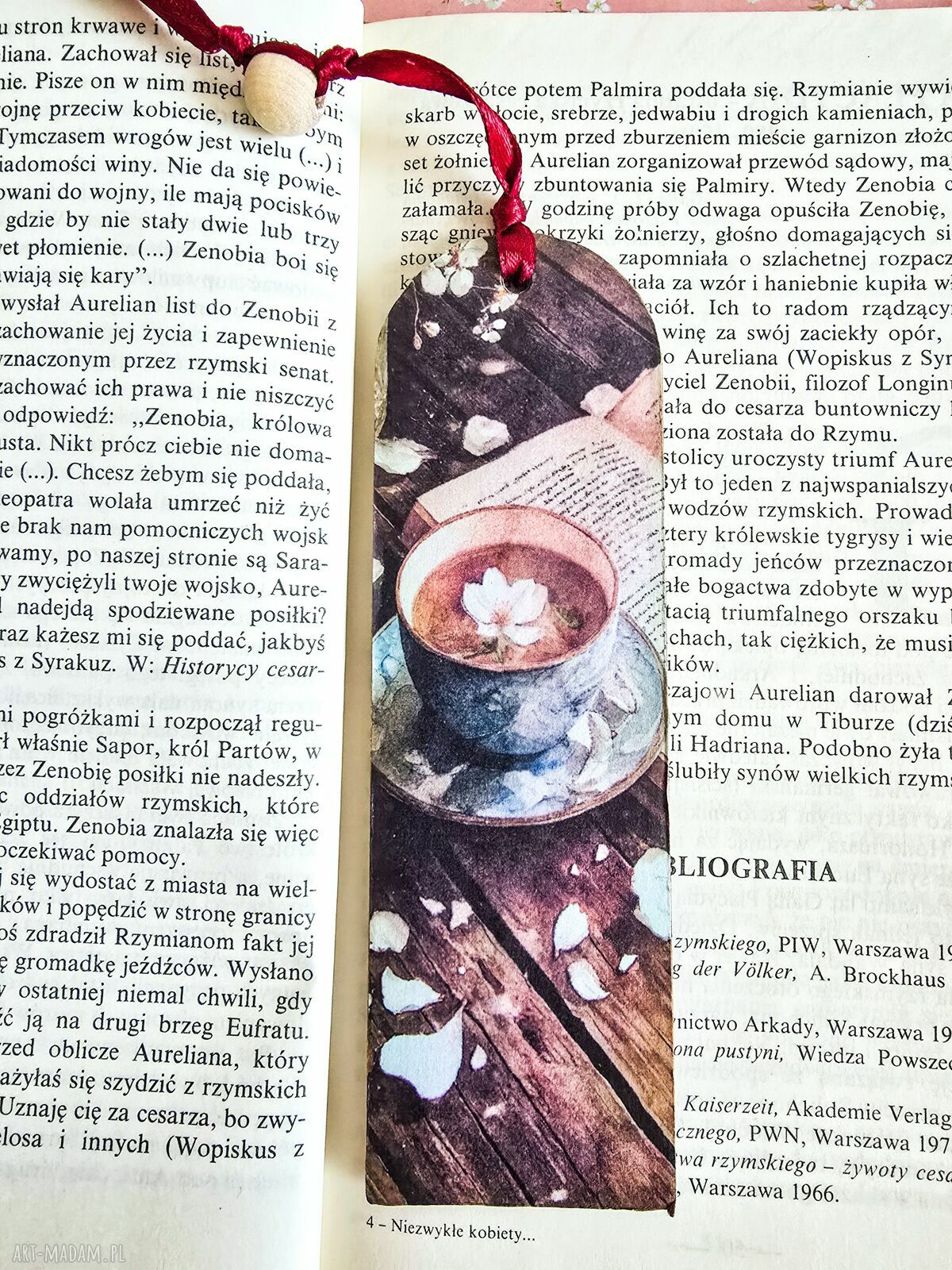 Zakładka do książki - Zaczytana kawoszka (drewno, decoupage)