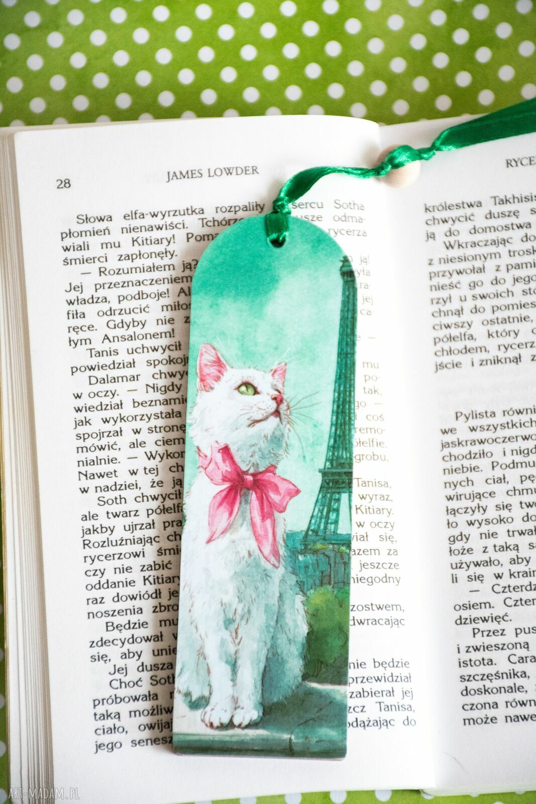 Zakładka do książki Kicia w Paryżu - szmaragdowa