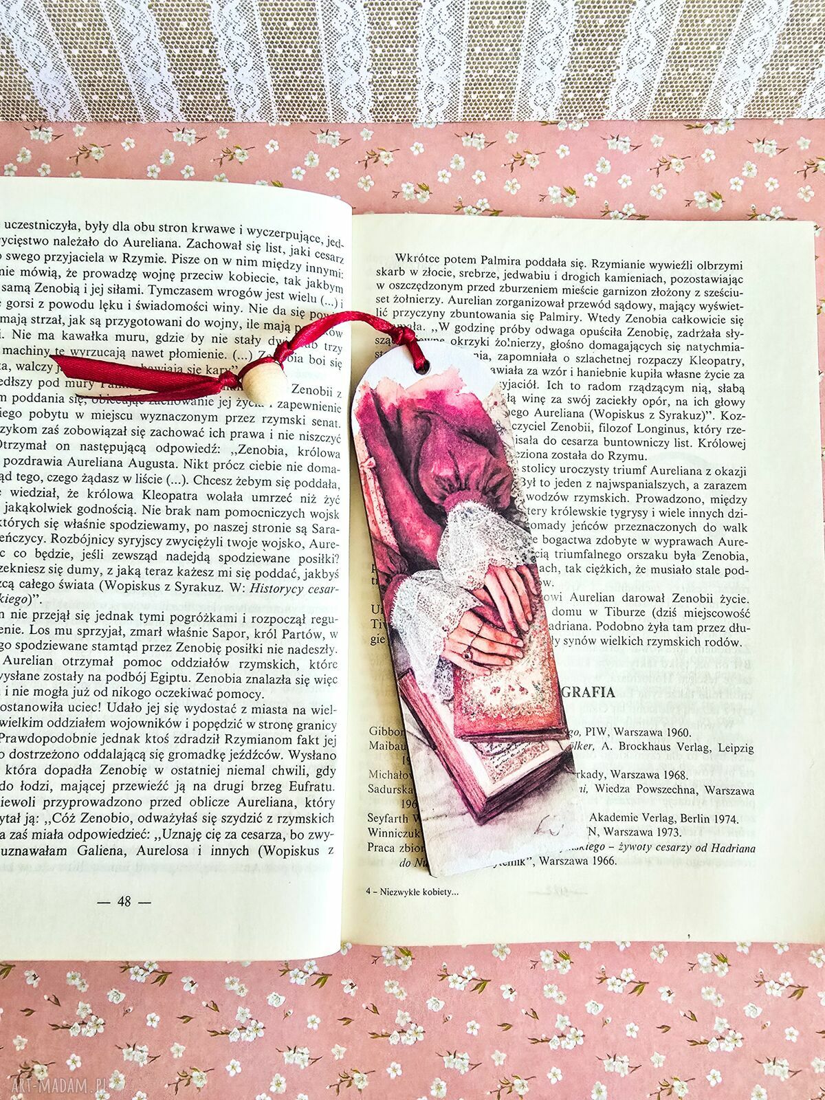 Zakładka do książki - Zaczytana kawoszka (drewno, decoupage)