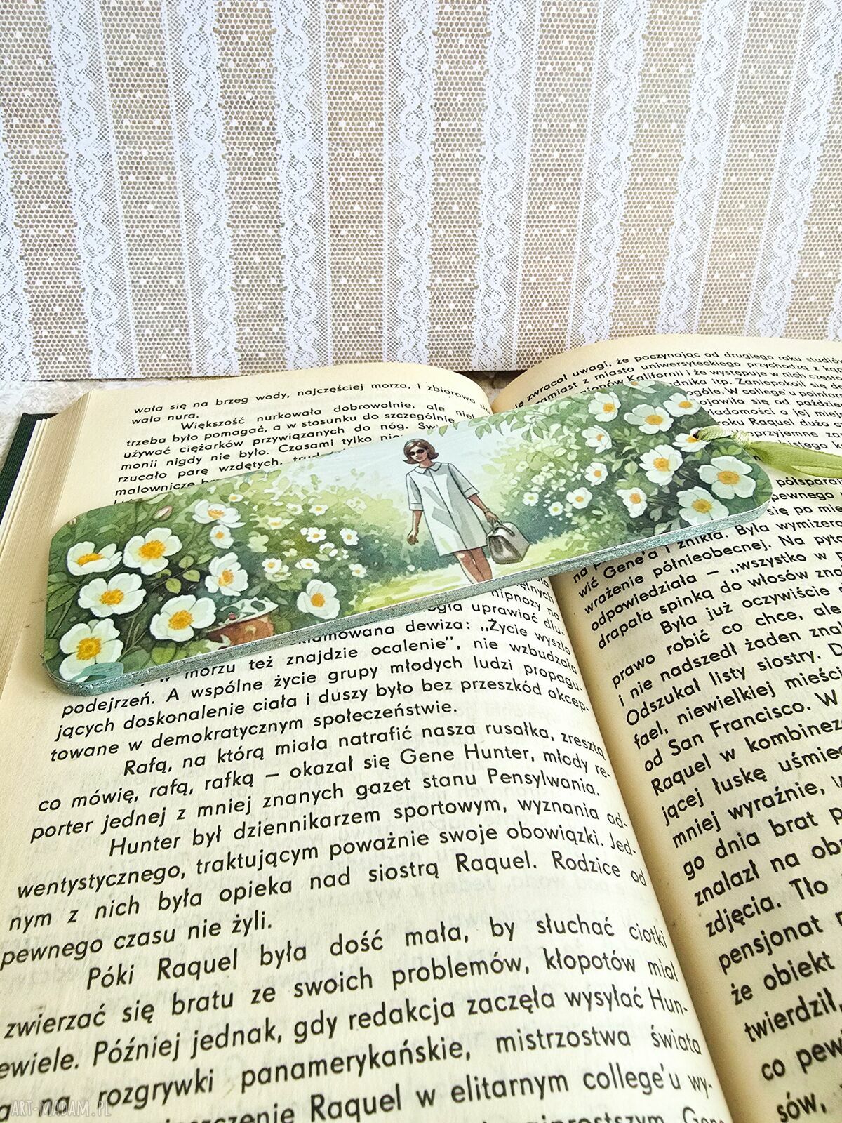 Zakładka do książki - Cudowne lata 70-te (drewniana, decoupage)