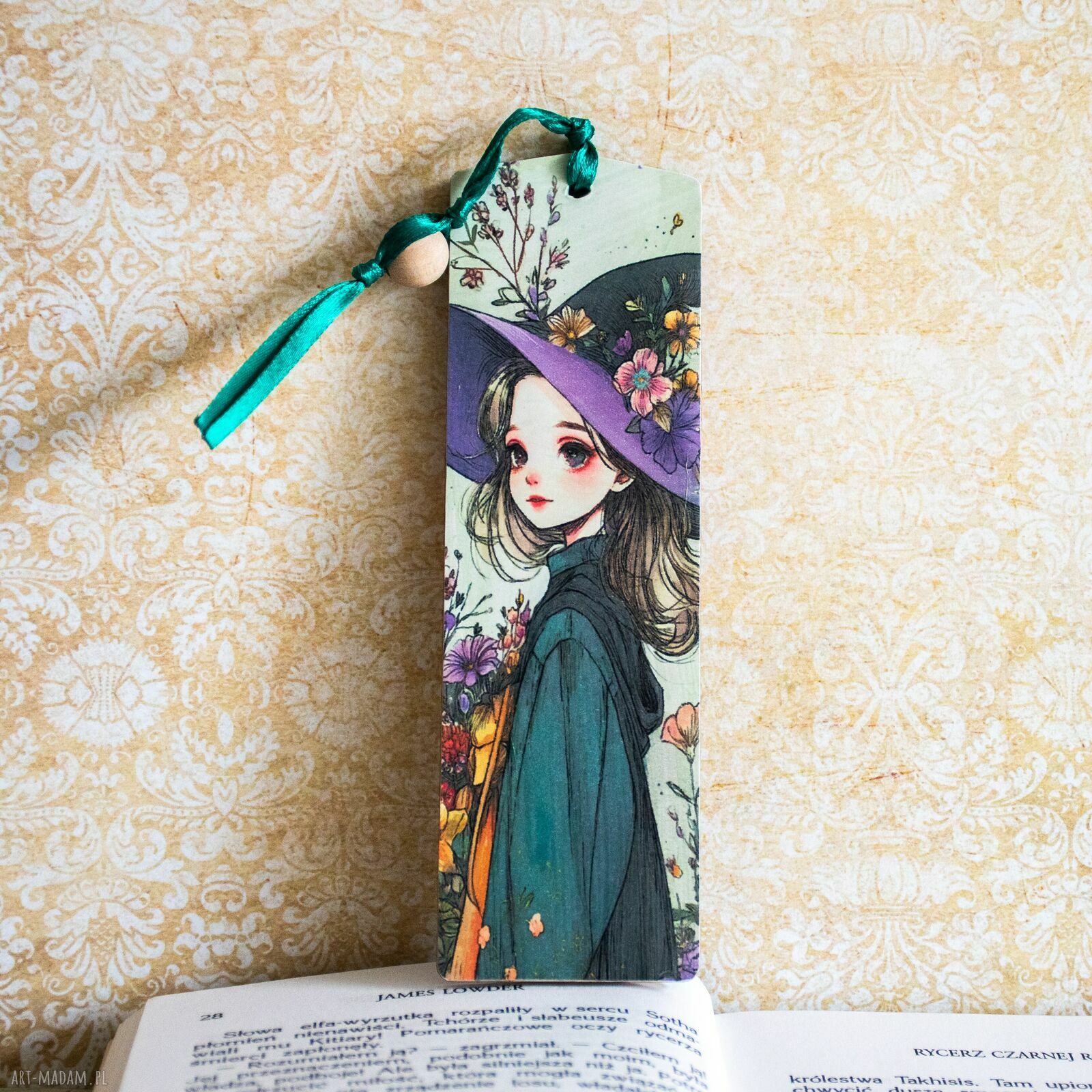 Drewniana zakładka do książki Rzucam czary - czarownica handmade