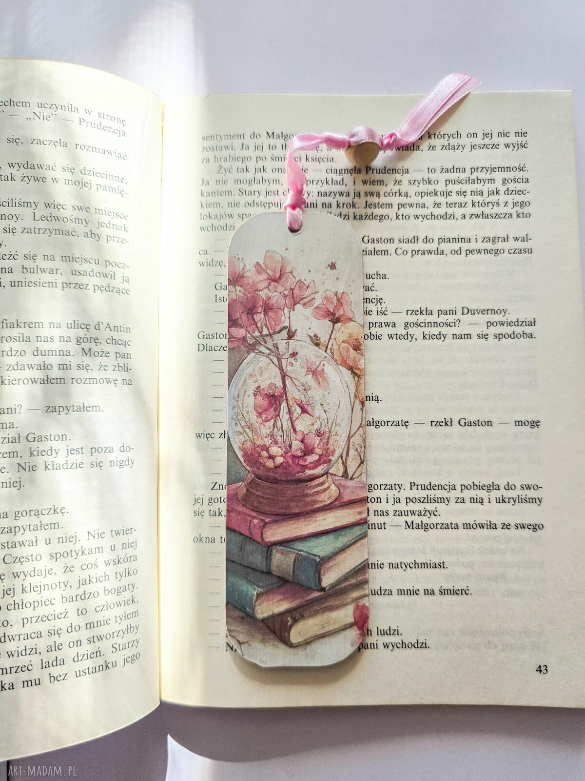 Zakładka do książki "Mądra jak sowa" - drewniana, pastelowe kolory