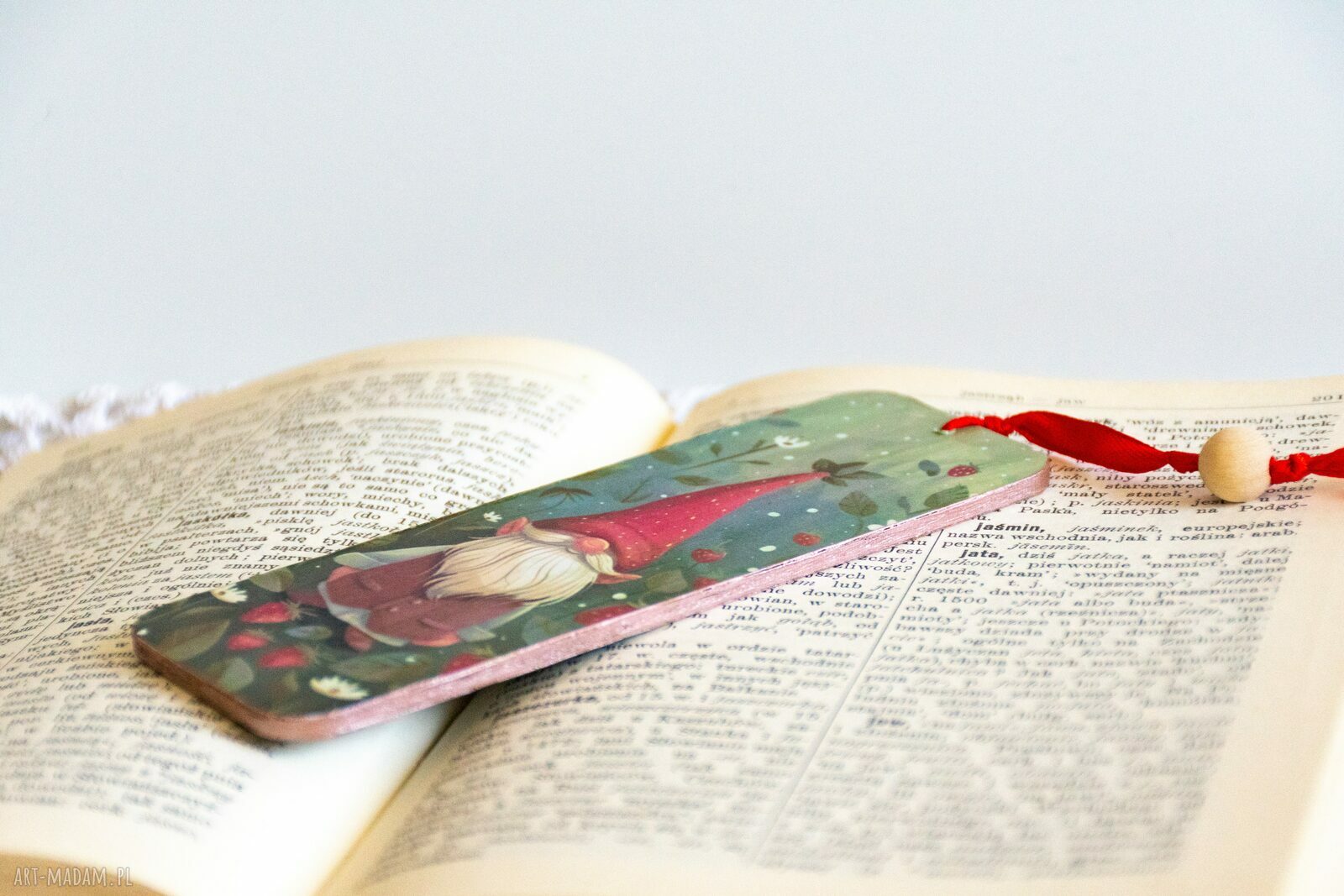 Truskawkowe skrzaty nr 2 - zakładka do książki ręcznie robiona