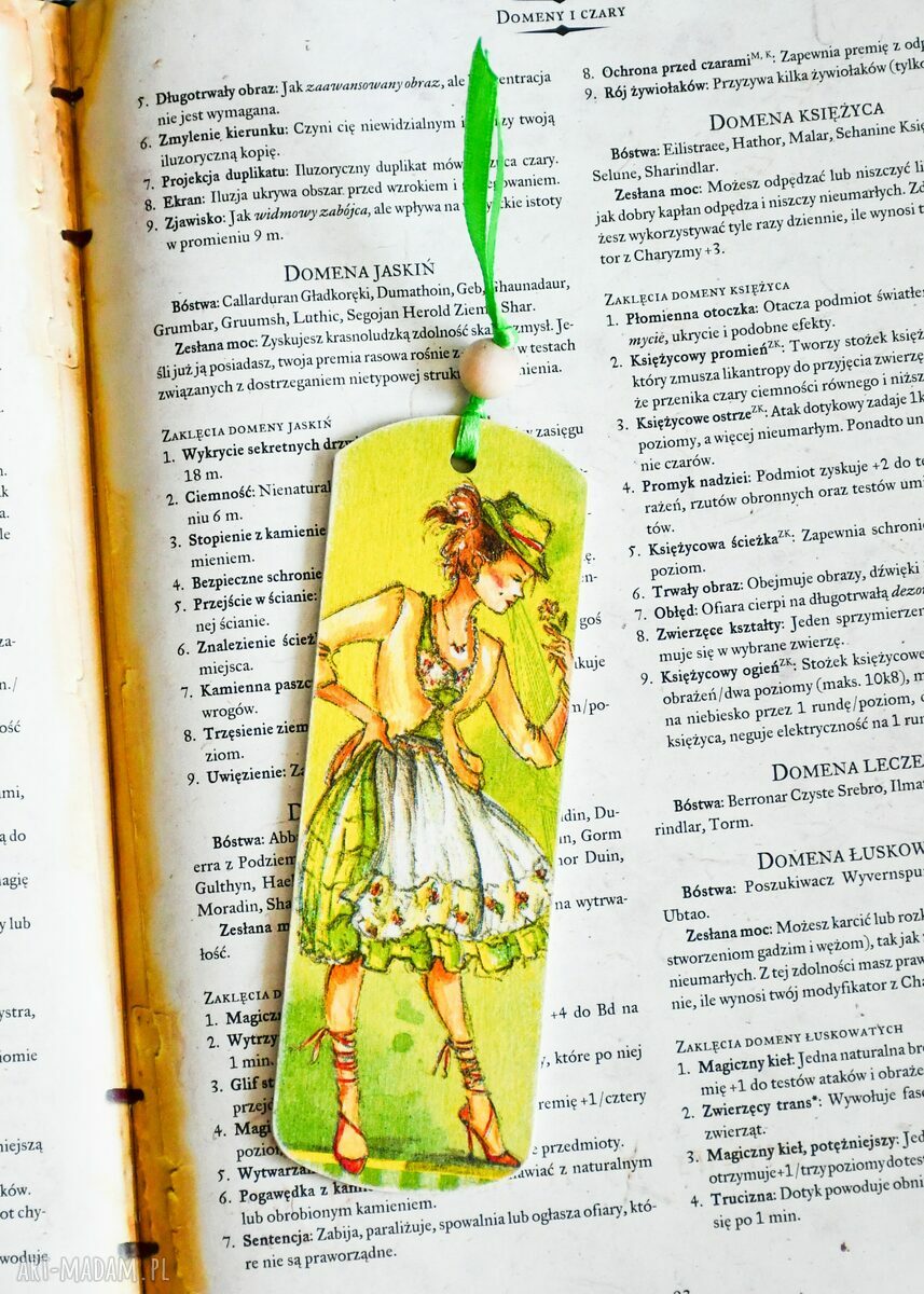 Zakładka do książki Panna Margaretka - drewniana decoupage