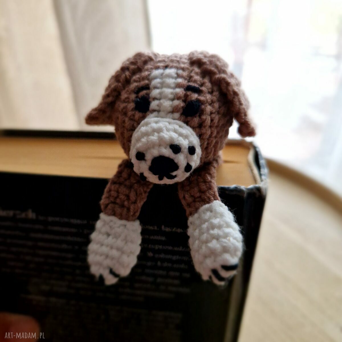 Ręcznie robiona zakładka do książki - piesek Dog Lowers na święta