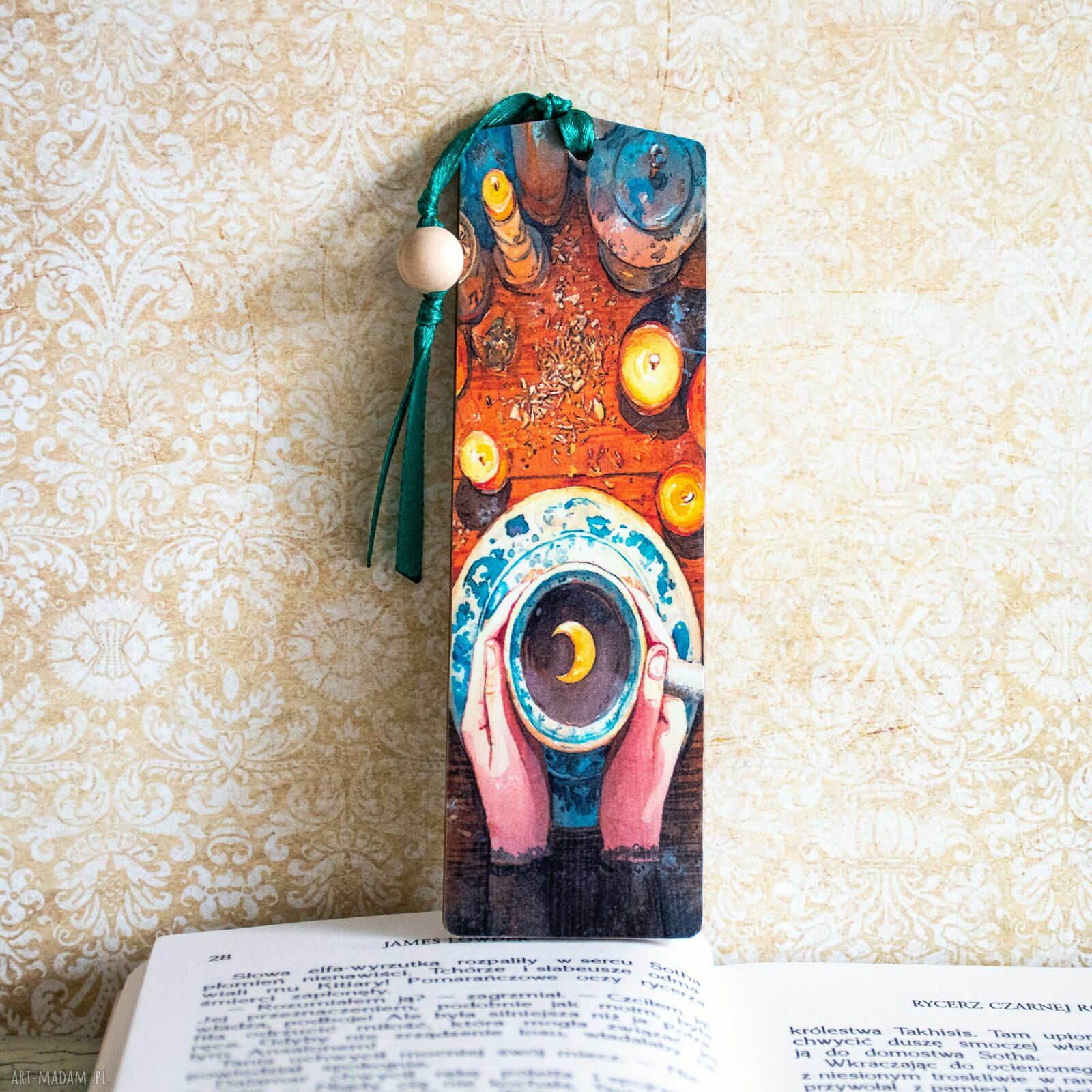 Drewniana zakładka do książki Rzucam czary - czarownica handmade