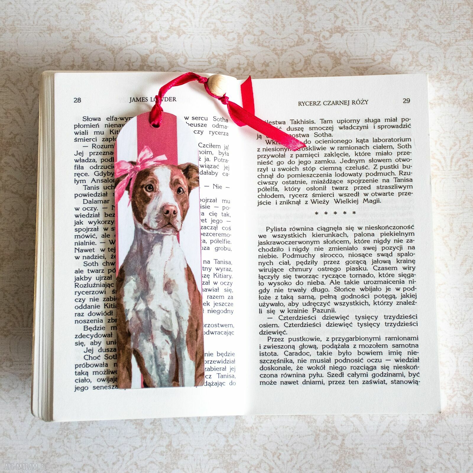 Handmade zakładka do książki - Kocham Cię piesku z pitbulem
