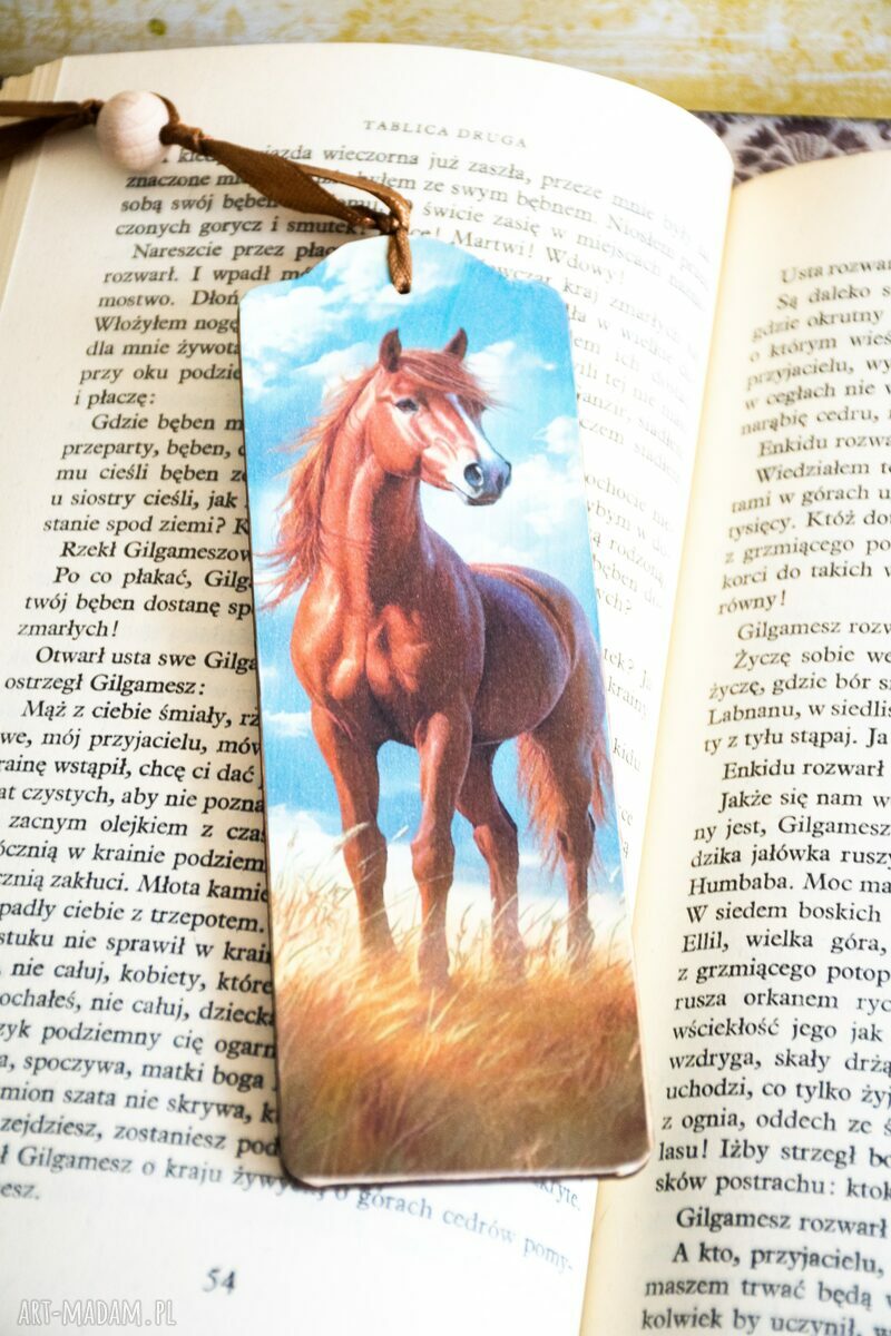 Zakładka do książki „Kocham konie nr 2” - drewniana handmade