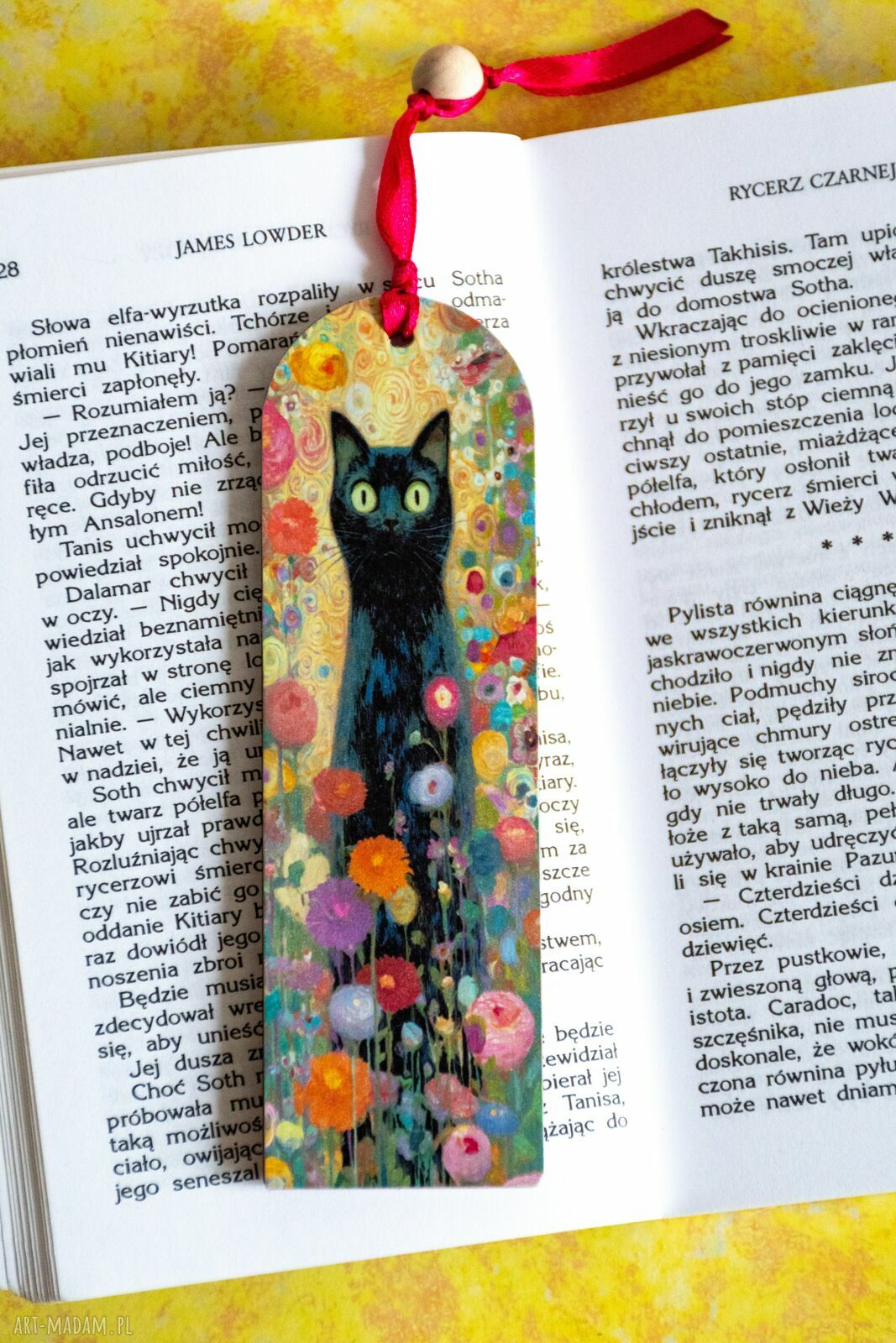 Drewniana zakładka do książki Uśmiechnij się nr 2 - kot w stylu Van Gogha
