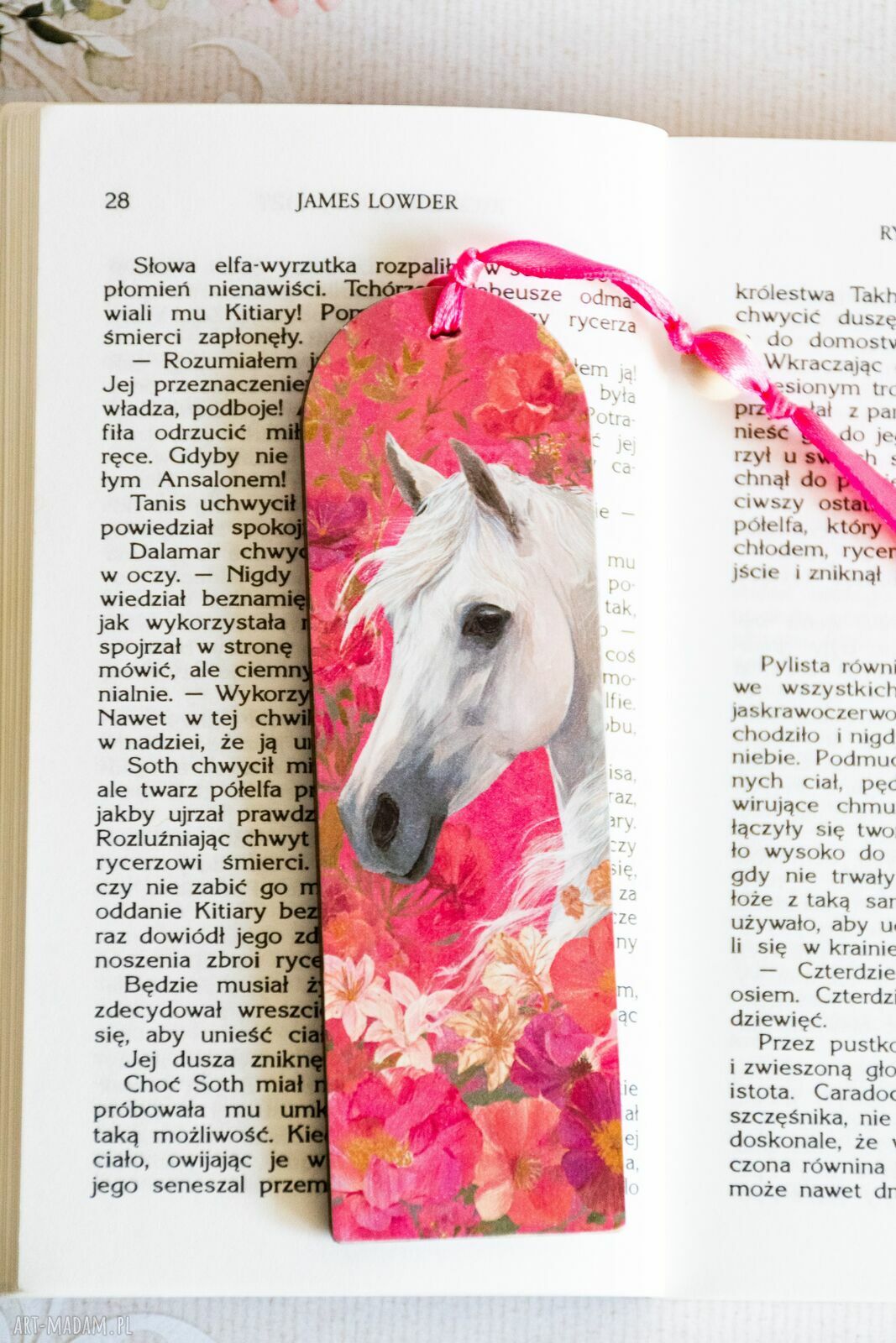 Drewniana zakładka do książki Konik i las - ręcznie robiona