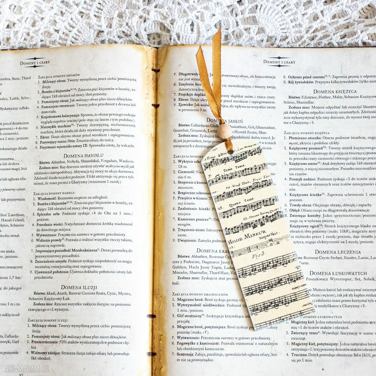 Zakładka do książki - Lekcja muzyki drewniana, decoupage nuty