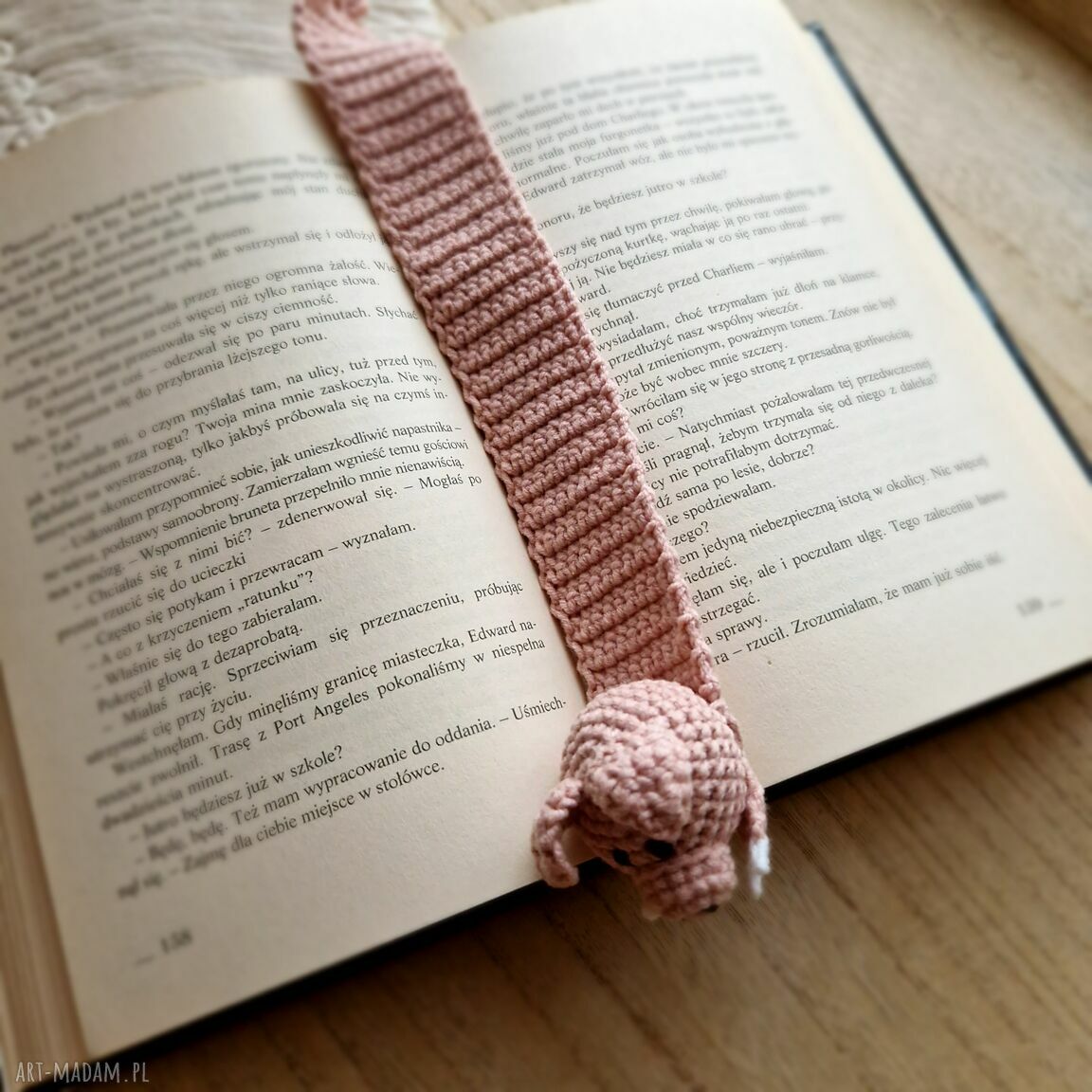 Ręcznie robiona zakładka do książki - świnka (handmade)