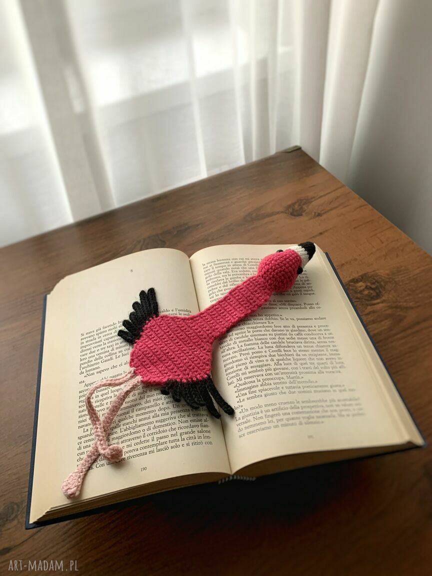 Zakładka do książki FLAMING dla dziecka - handmade na szydełku