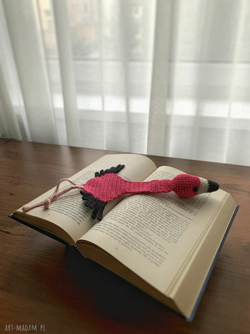 Zakładka do książki FLAMING dla dziecka - handmade na szydełku