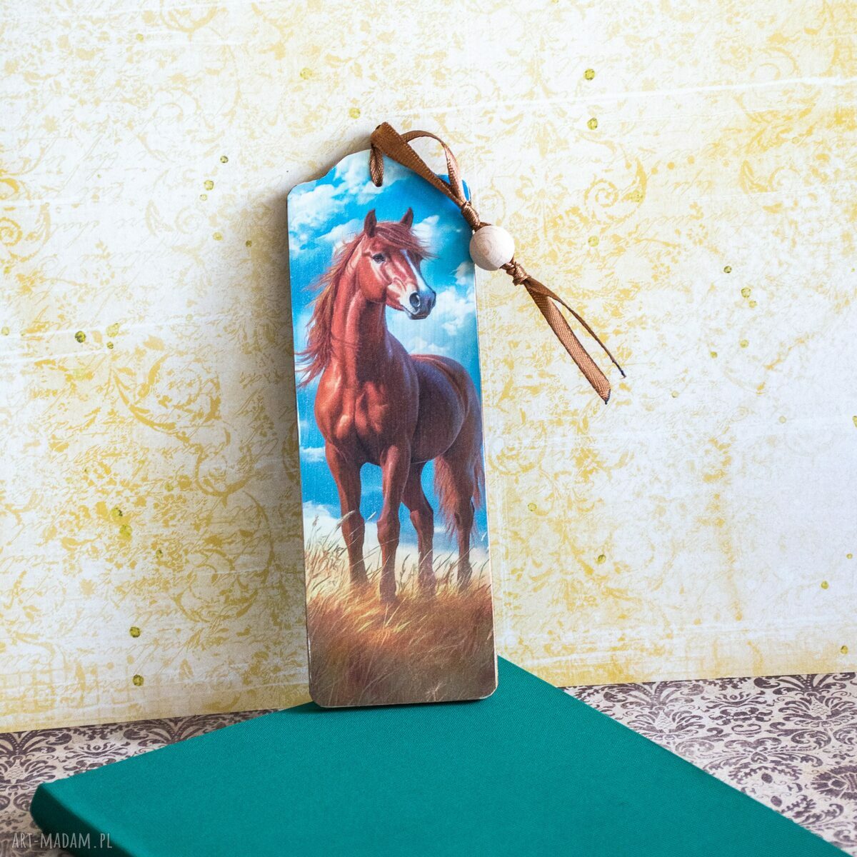 Zakładka do książki „Kocham konie nr 2” - drewniana handmade