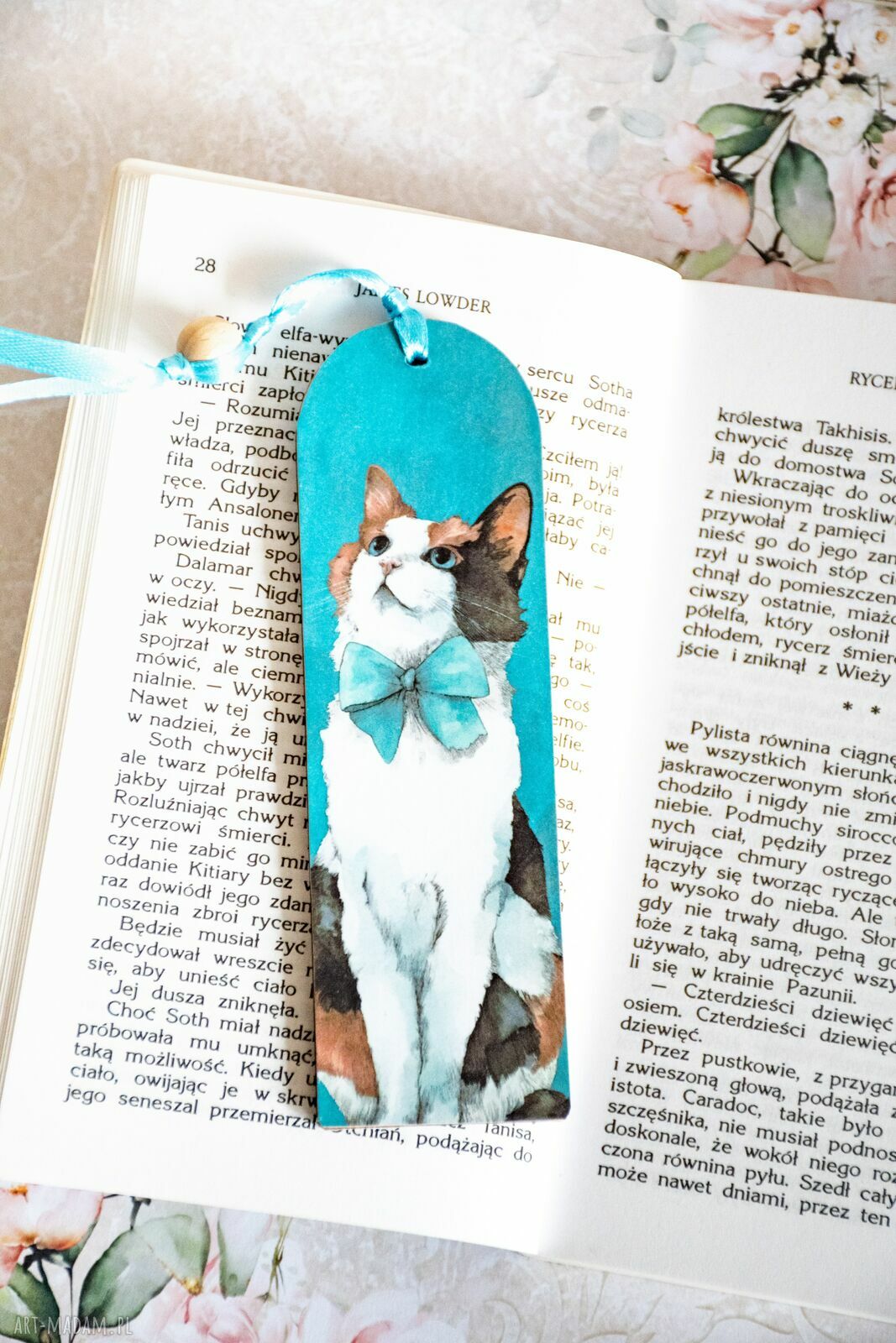 Zakładka do książki dla kociary - Pieguska z kotkiem na szczęście
