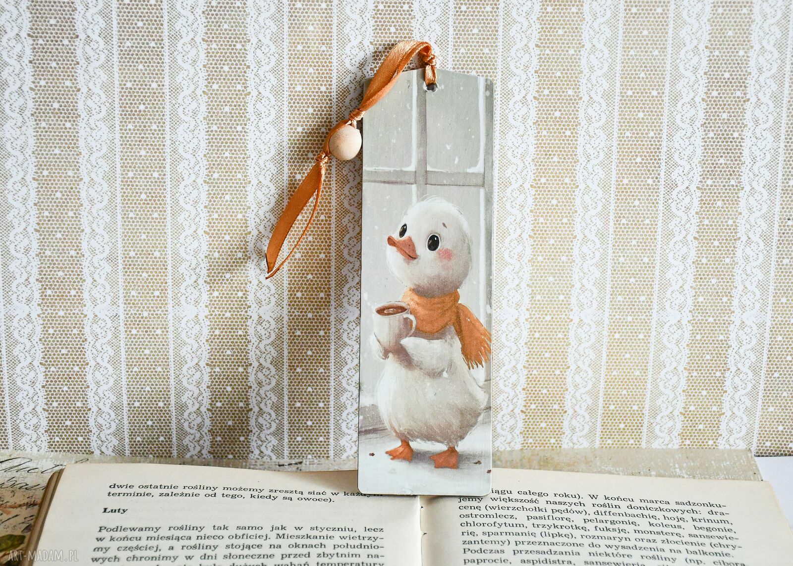 Świąteczna zakładka do książki z kaczorkiem i kakao