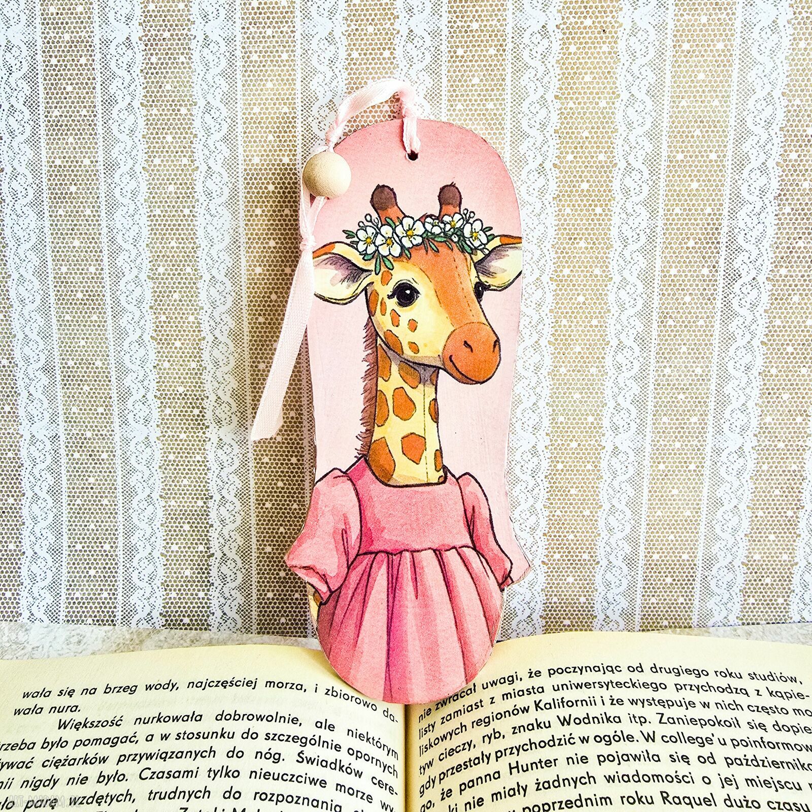 Zakładka do książki Żyrafka / Wróżka - drewniana handmade