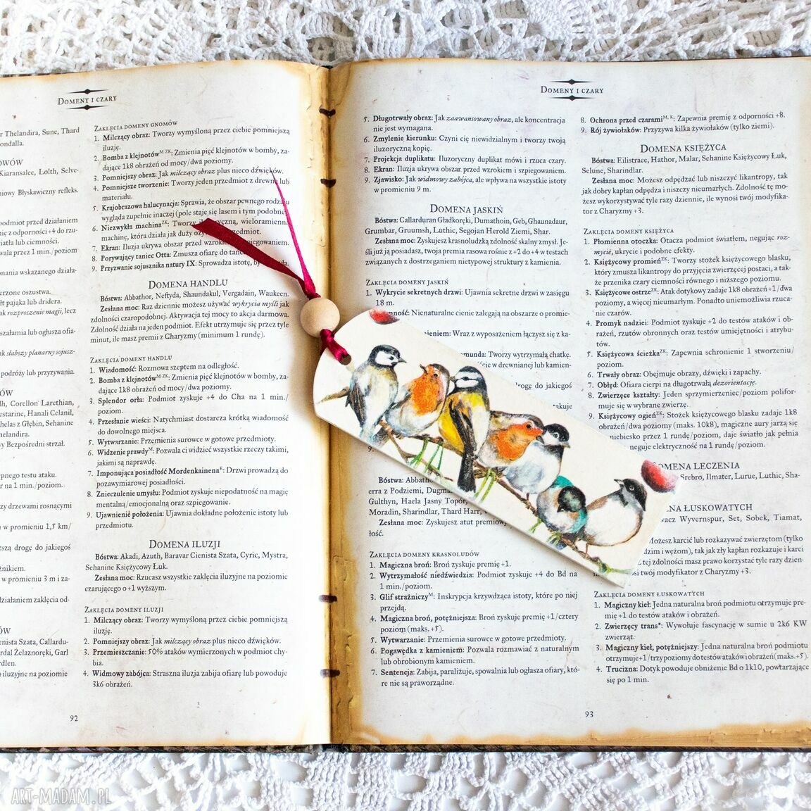 Zakładka do książki - Ptasie opowieści (drewniana deseczka z decoupage)