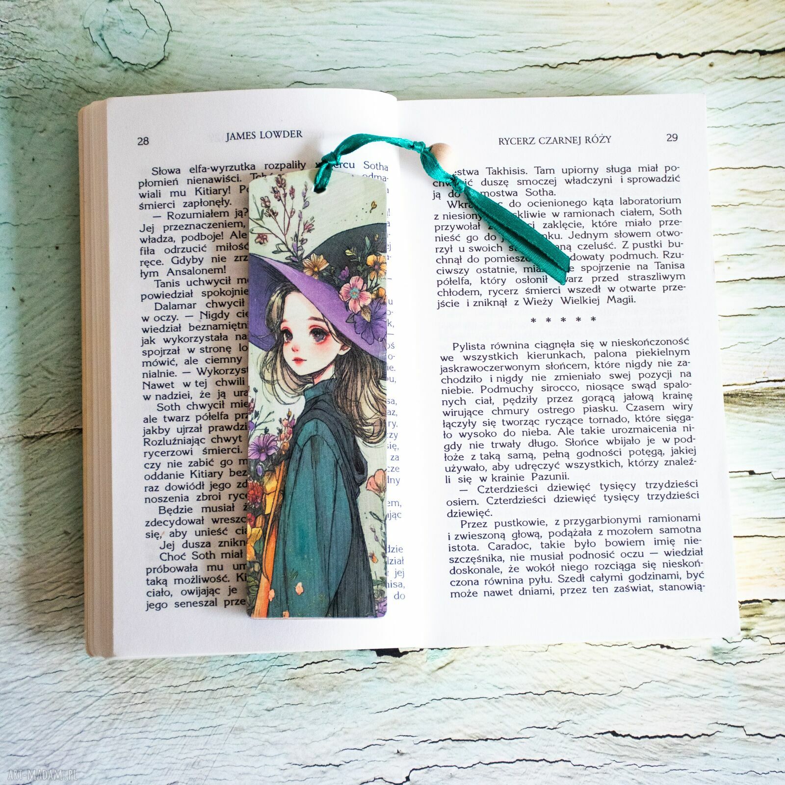 Drewniana zakładka do książki Rzucam czary - czarownica handmade