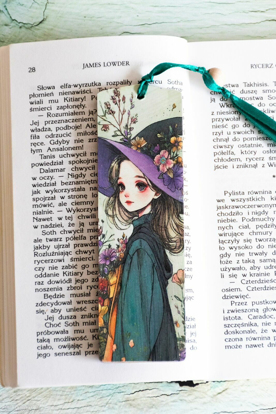 Drewniana zakładka do książki Rzucam czary - czarownica handmade