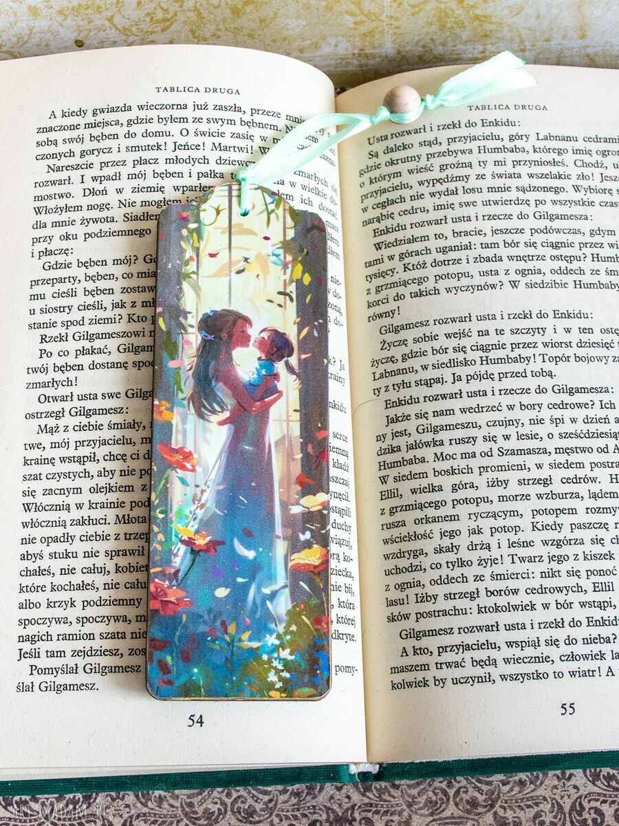 Zakładka do książki "Kocham Cię Córeczko" - drewniana, ręcznie zdobiona