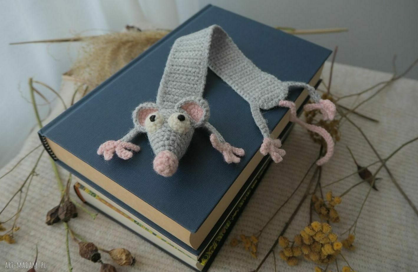 Zakładka do książki Szczurek dla dziecka - handmade na szydełku