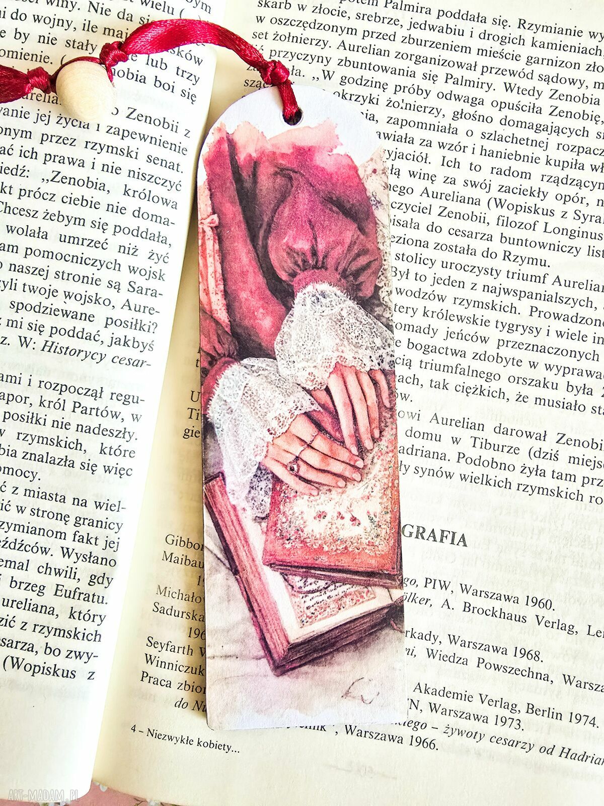 Zakładka do książki - Zaczytana kawoszka (drewno, decoupage)