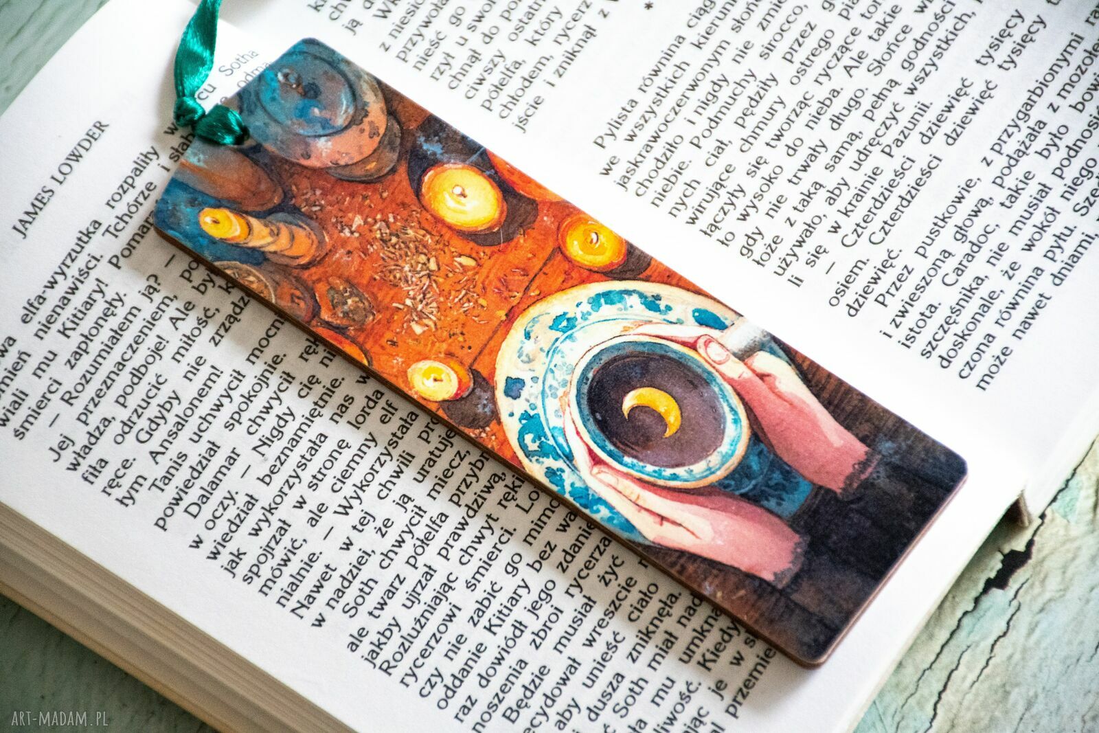 Drewniana zakładka do książki Rzucam czary - czarownica handmade