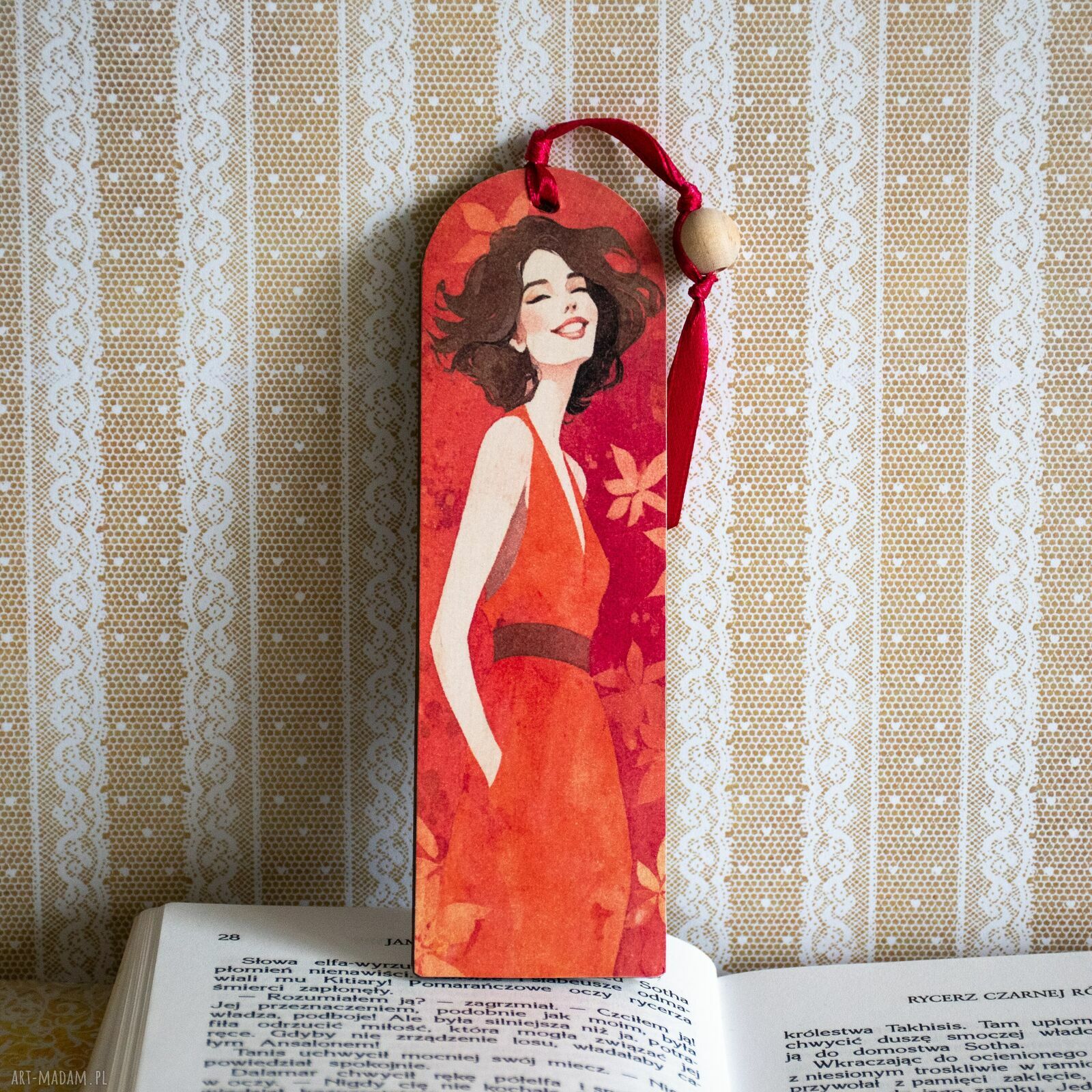 Drewniana zakładka do książki Uśmiechnij się nr 2 - kot w stylu Van Gogha