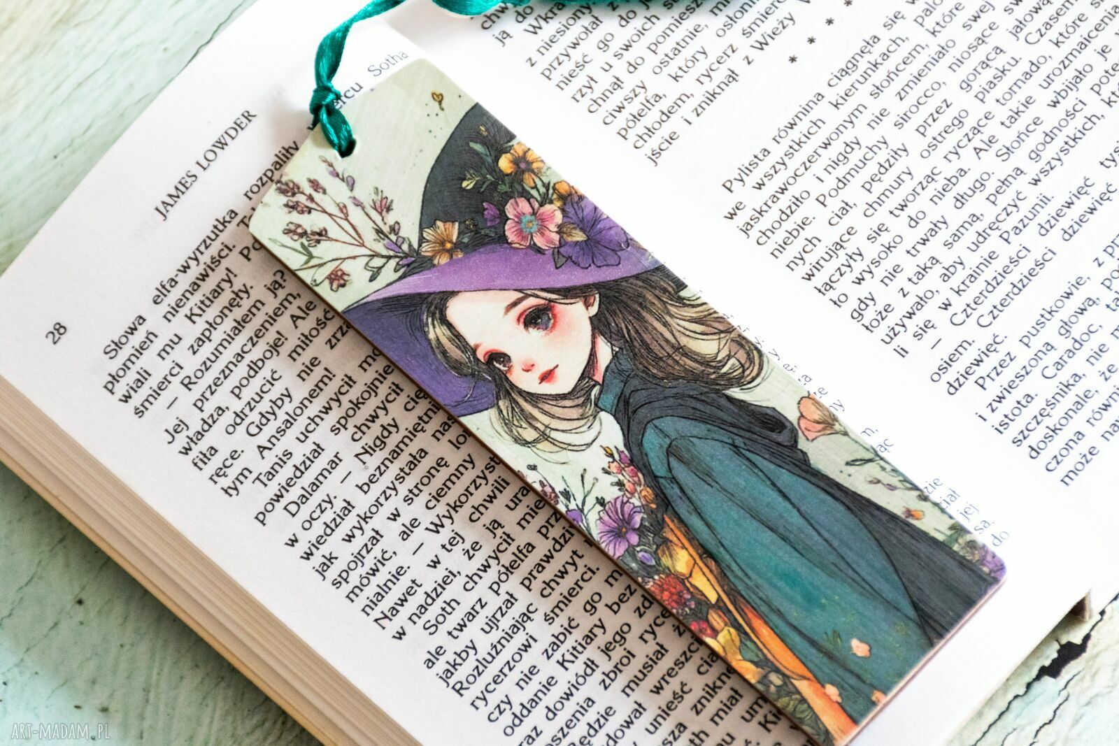 Drewniana zakładka do książki Rzucam czary - czarownica handmade