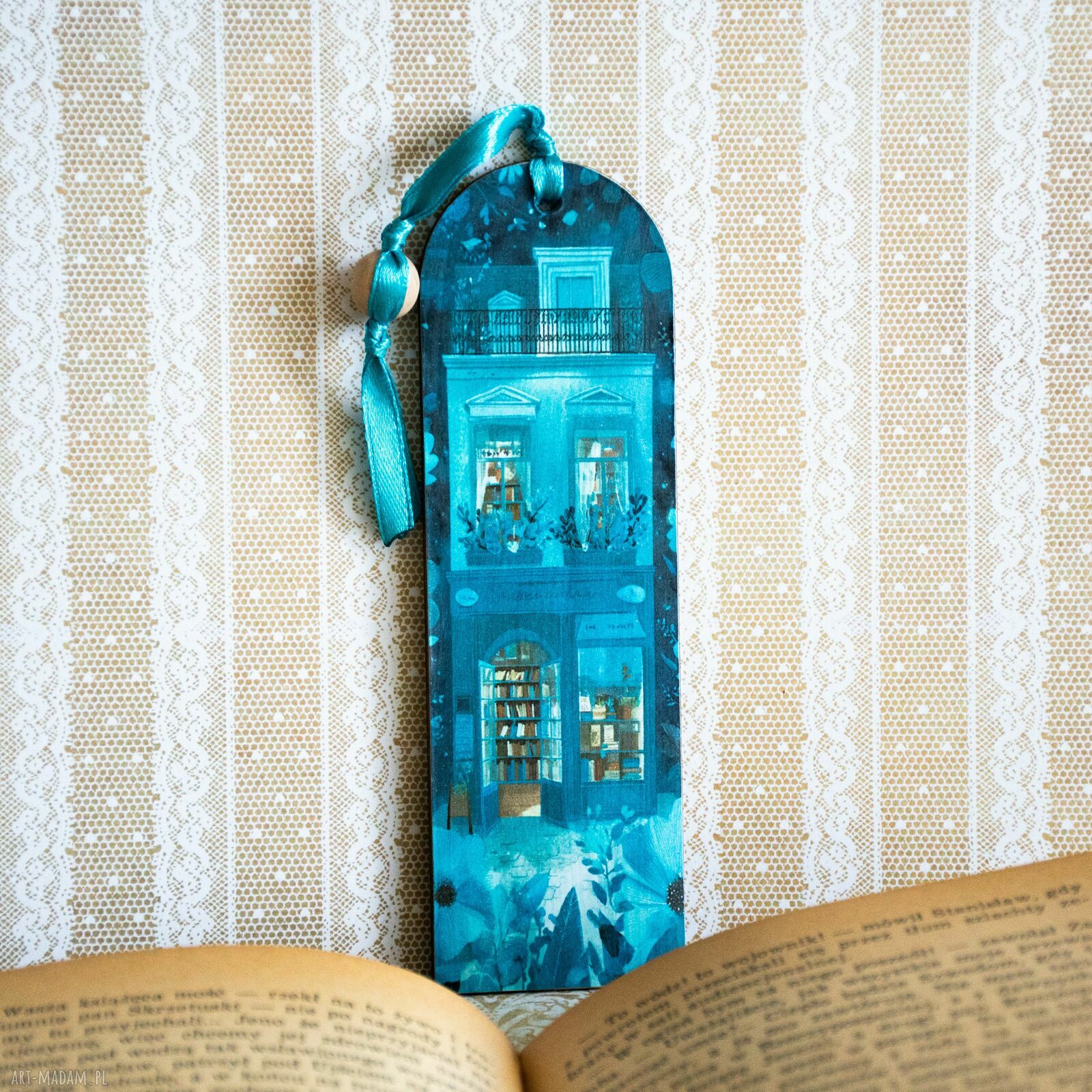 Zakładka do książki - Morska opowieść (drewniana, decoupage, wieloryb)